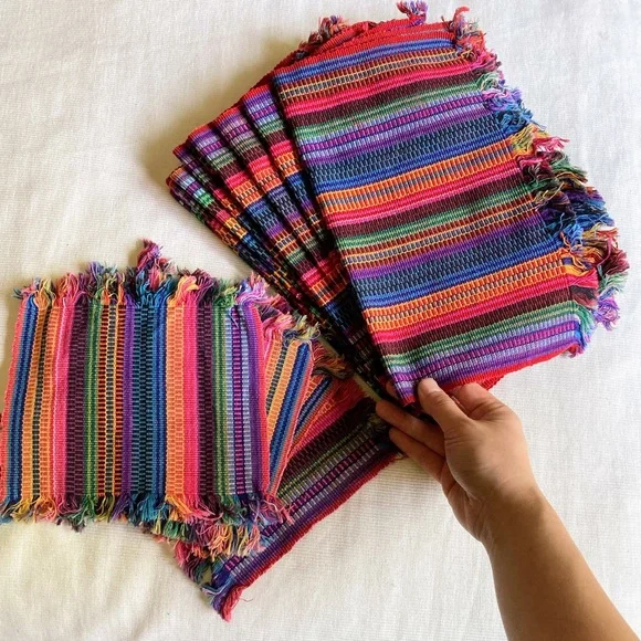 Handmade Guatemalan Handwoven Napkins Bread Cloth Tortilla Warmer Coaster 12L+4S - Picture 3 of 6